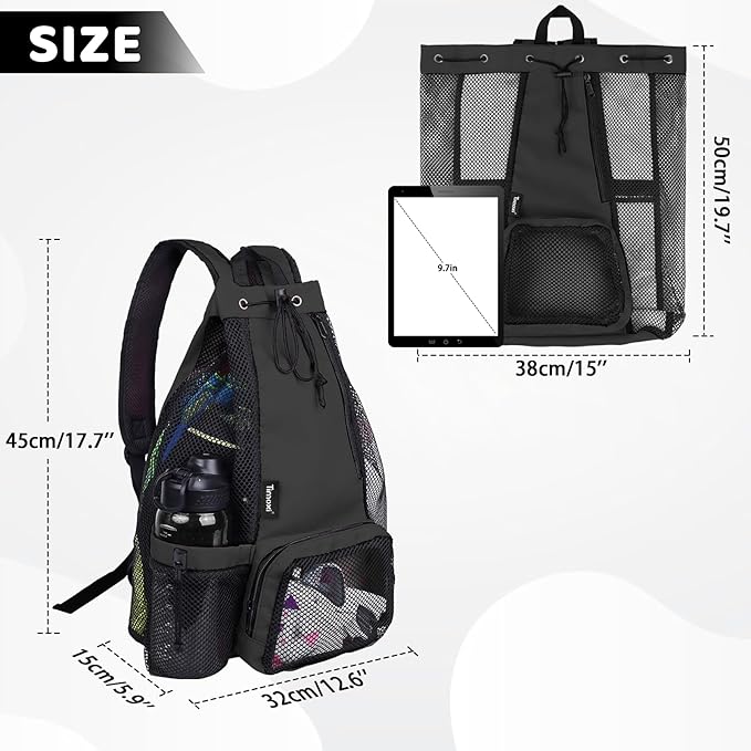 Swim Bag Beach Backpack with Padded Shoulder Strap Mesh Backpack with Wet Pocket for Swimming, Gym
