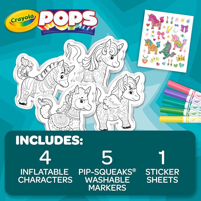 Crayola Pops Inflatable Characters, Coloring Set for Kids, Gift for Boys & Girls, Ages 5, 6, 7, 8