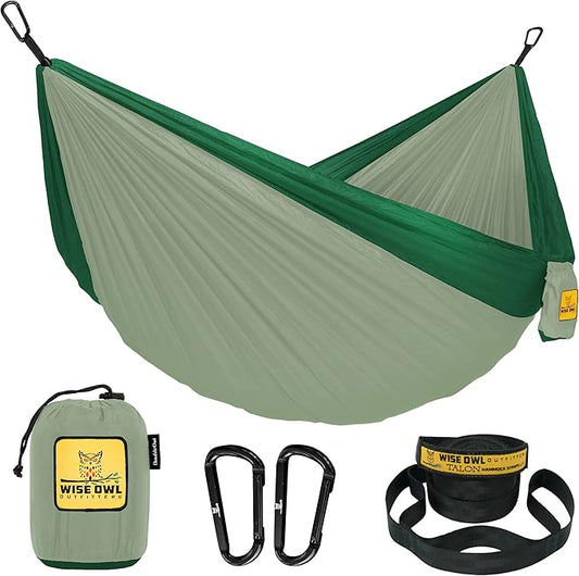 Wise Owl Outfitters Hammock for Camping Hammocks Gear for The Outdoors Backpacking Survival or Travel - Portable Lightweight Parachute Nylon - Up to 500lbs