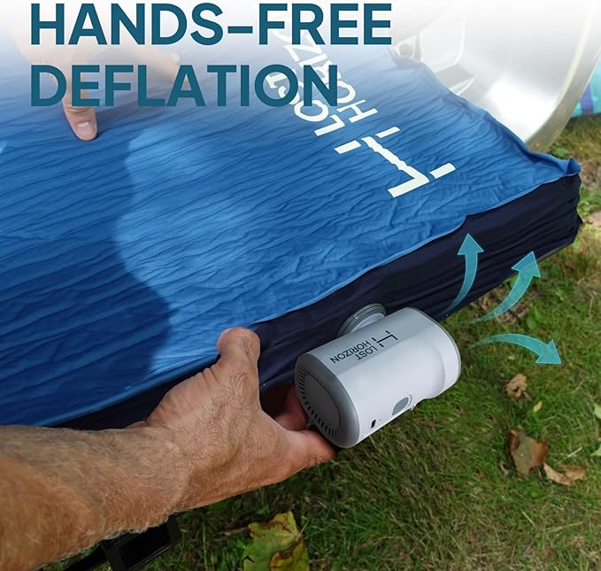 LOSTHORIZON Air & Foam Camping Mattress, Self-Inflating Sleeping Pad, 4.5" Thick, with Air Pump, Cot