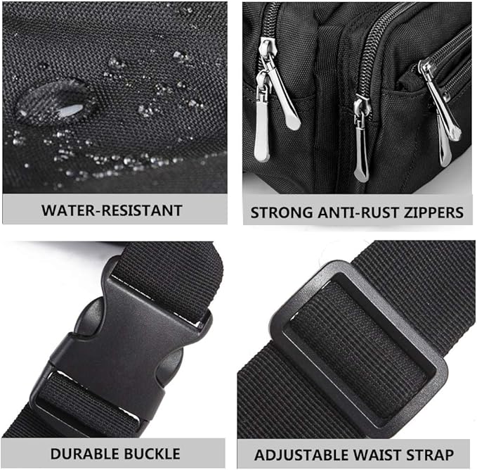 Fanny Pack for Men&Women Waterproof Waist Pack Bag Hip Bum Bag with Rain Cover Adjustable Strap for Sports Outdoors Workout Running Traveling Hiking Cycling Dog Walking Casual Fishing