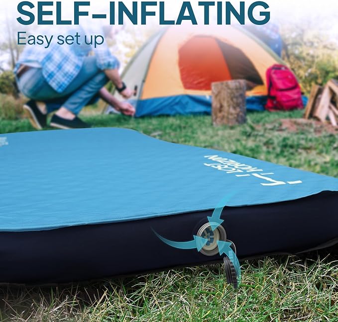LOSTHORIZON Air & Foam Camping Mattress, Self-Inflating Sleeping Pad, 4.5" Thick, with Pump Sack, Cot