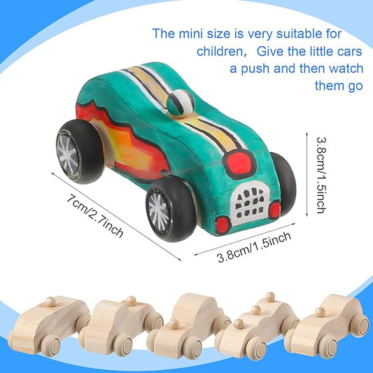 12 Pieces Wood DIY Car Toys, Unfinished Wooden Cars, Crafts for Students Home Activities, Easy Woodworking and Family Time Set