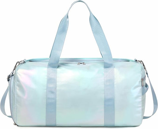 Girls Sports Duffel Bags Woman Travel Bag Overnight Duffle Bag Kids Sports Gym Bag With Shoe Compartment Wet Pocket (Matte Green)