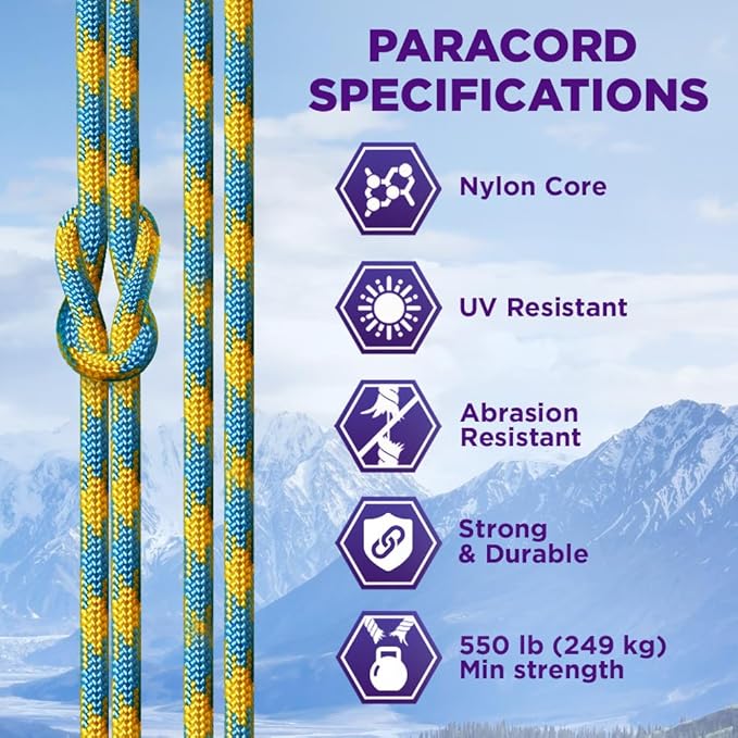 TECEUM Heavy Duty Rope 1000 – 1000ft / 200ft / 100ft / 50ft – 40+ Colors – Utility Rope for Survival & Camping Gear – Nylon String, Camping Rope, para Cord, Utility Nylon Rope, Tent Cord
