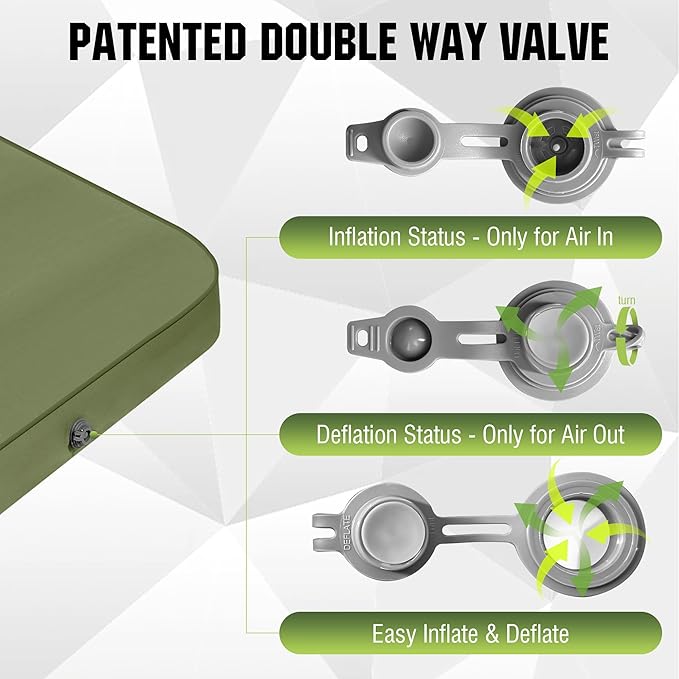 OUTSKIRT Camping Sleeping Pad, 9.5 R-Value Insulated Camping Mat, 4" Thick Self Inflating Sleeping Pad, Foam & Air Camping Mattress, Portable All Season Camping Pad for Camp/Tent/Car/Truck/Cot