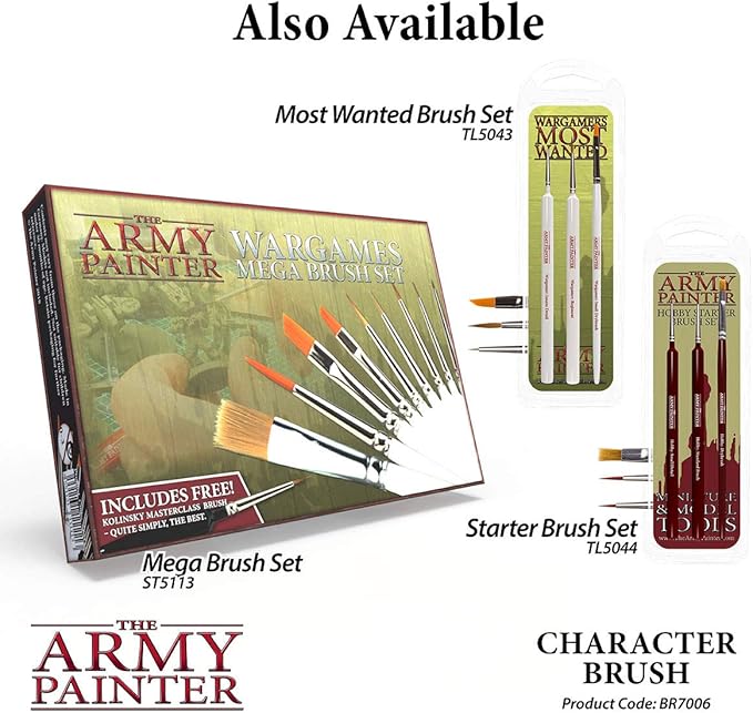 The Army Painter Wargamer: Character Brush - Fine Detail Paint Brush Set with Rotmarder Sable Hair - Small Paint Brush, Model Paint Brush, Fine Tip Paint Brushes for Acrylic and Miniature Painting