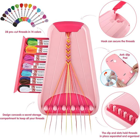 Arts and Crafts for Kids Ages 8-12,Friendship Bracelet Making Kit for Girl,Kids Jewelry Making Kit with 28 Pre-Cut Threads,Christmas Birthday Gifts for Ages 6 7 8 9 10 11 12 Year Old Red