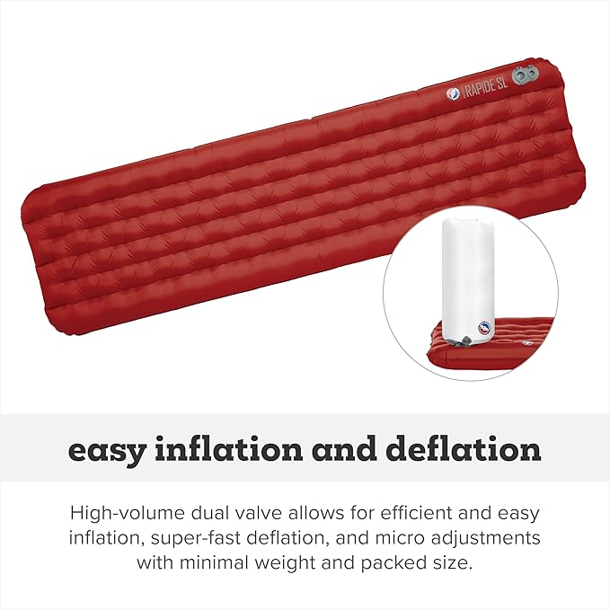 Big Agnes Rapide SL - Insulated Sleeping Pad, Ultralight, All Season Compact Backpacking and Hiking, Pumphouse Sack Included, Orange, 25x78 Wide Long