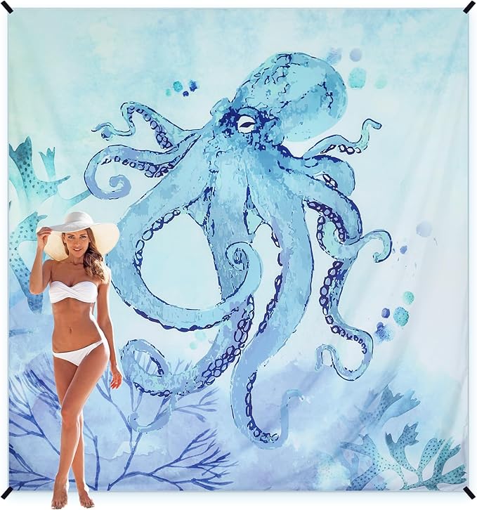 Beach Blanket, Sandproof Beach Mat, Waterproof Quick Drying Lightweight Outdoor Aztec Picnic Mat 79" X 83" for 2-4 Adults with Pocket for Travel, Camping, Hiking