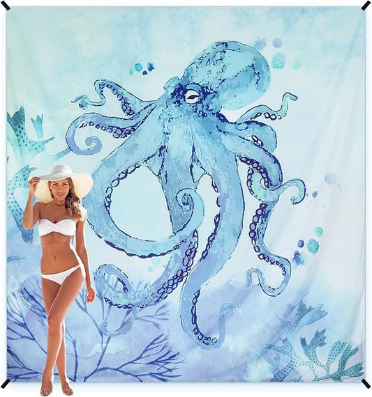 Beach Blanket, Sandproof Beach Mat, Waterproof Quick Drying Lightweight Outdoor Aztec Picnic Mat 79" X 83" for 2-4 Adults with Pocket for Travel, Camping, Hiking