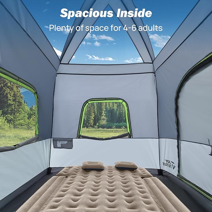 JOYTUTUS Dual-Use SUV Tent, SUV Camping Tent with Rainfly, Movie Screen and Four Steel Frame Poles, SUV Tailgate Tent with Awning Shade, Car Roof Canopy for SUV CUV Van