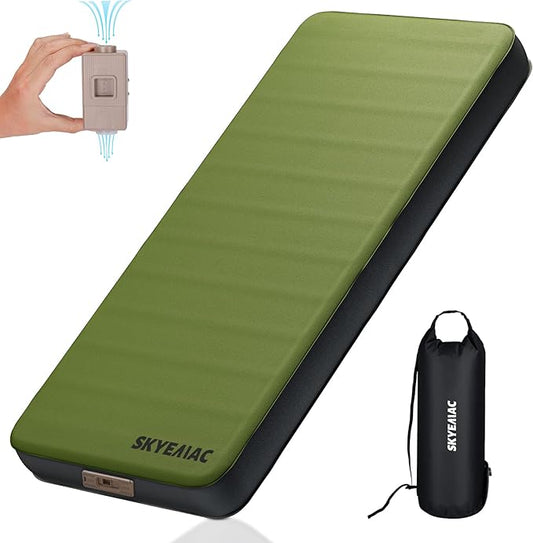 SKYEMAC Self-Inflating Memory Foam Sleeping Pad - Single Pad, Built-in Pump, R-Value 13, 78''x29''x4'', Fast Inflation & Deflation, 4-Season Camping Mattress for Outdoor Adventures