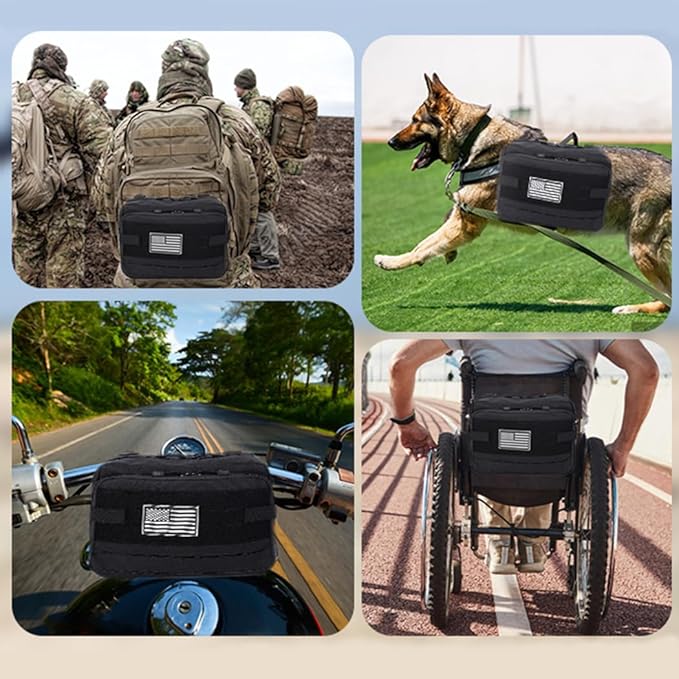 Tactical Pouch Large: EDC Gear Accessories Organizer With MOLLE System, Expandable Medical Pocket and U.S.A Patch