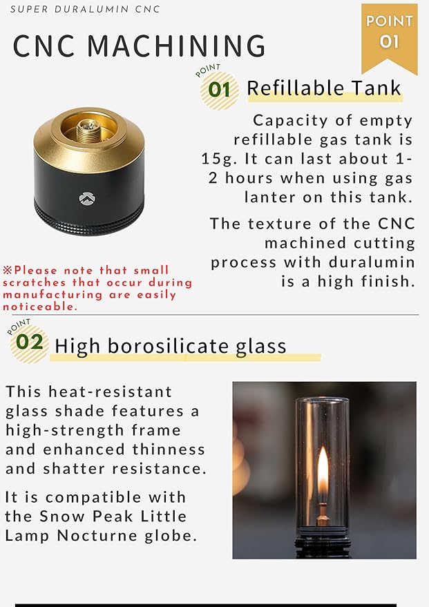 CAMPINGMOON Camping Gas Lantern Gas Candle with Empty Tank Black BKT-1D15