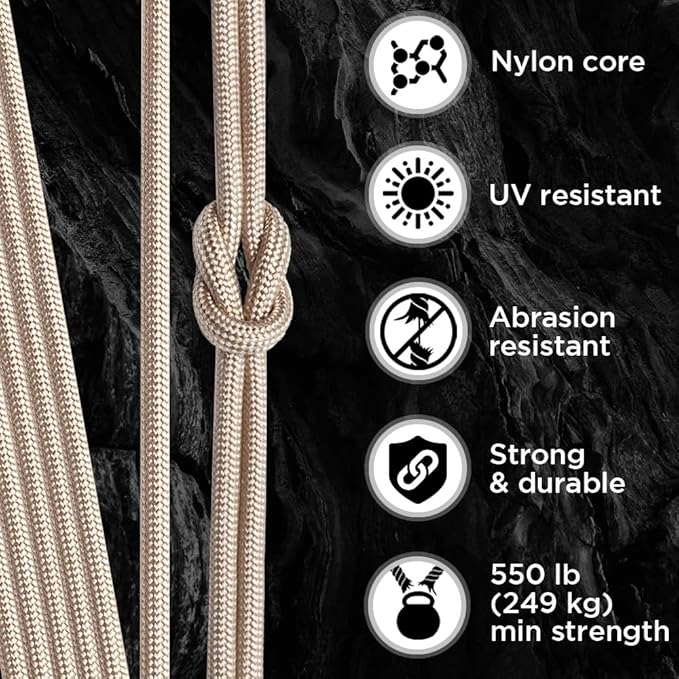 TECEUM Heavy Duty Rope 1000 – 1000ft / 200ft / 100ft / 50ft – 40+ Colors – Utility Rope for Survival & Camping Gear – Nylon String, Camping Rope, para Cord, Utility Nylon Rope, Tent Cord