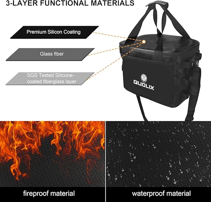 Portable Waterproof Fireproof Camping Storage Bag, Grill Carry Bag, Cookware Organizer, Outdoor Case for Camping, Tailgating, Grilling, Bag Only