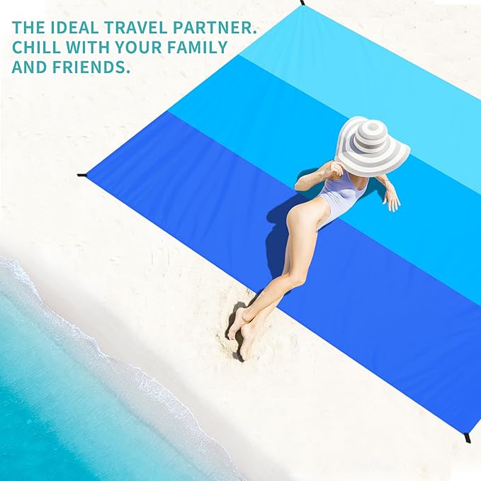 BYDOLL Beach Blanket Waterproof Sandproof 78''×110'' Suits1-7 Adults Compact Lightweight Oversized Sand-Free Blanket Large Picnic Mat for Beach Travel Camping Hiking