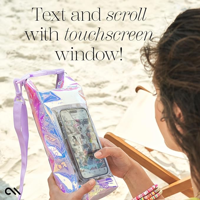 Case-Mate IP68 Waterproof Dry Bag 2L - Roll Top Backpack w/Phone Case/Pouch Boating & Kayak Accessories Essentials for Camping Swimming Beach Fishing Rafting Travel Soap Bubble, CM052390