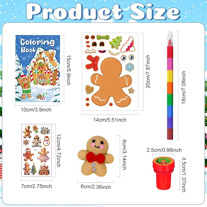 Cinrobiye 72 Pcss Merry Christmas Party Favors Max Holiday Coloring Books Tattoo DIY Sticker Stampers Class Reward Prizes for Christmas Holiday Winter Party Supplies (Candy)