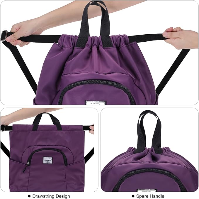 Dry Wet Drawstring Backpack with Shoe Compartment for Women Adjustable Gym Bag