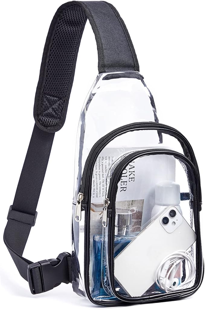 Clear PVC Sling Bag - Stadium Approved Clear Shoulder Crossbody Backpack