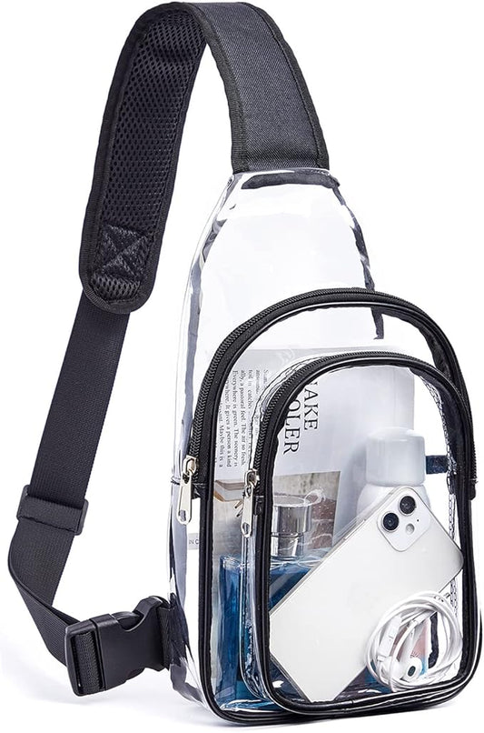 Clear PVC Sling Bag - Stadium Approved Clear Shoulder Crossbody Backpack