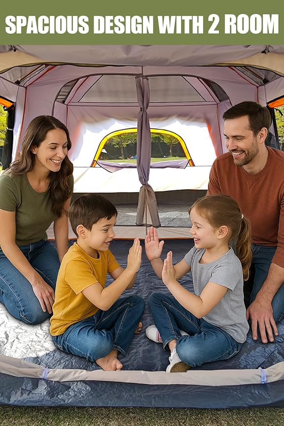 Camping Tents, 4-8 Person Stand Up Tent, Straight-Wall Design,with Full-Coverage PU-Coated All-Around Tents for Camping, Hiking, Picnic, Bivy