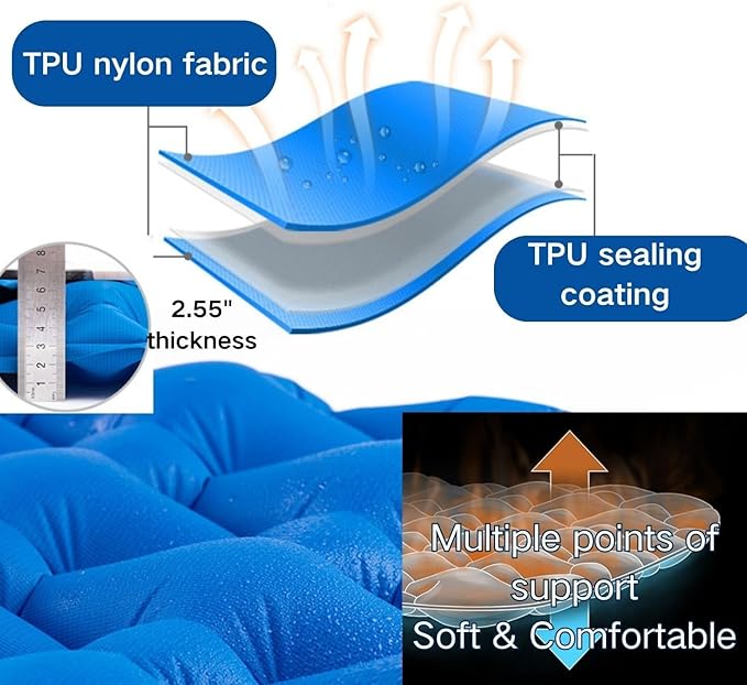 Naturehike Inflatable Double Camping Sleeping Pad, Ultralight Durable 2.55" Thickness Camping Mattress, Compact Air Mat for Hiking, Traveling, Backpacking&Outdoor (Orange)