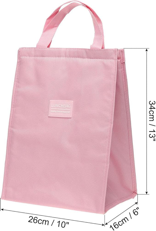 PATIKIL Insulated Lunch Bags, 10"x6"x13" Reusable Bento Bags Thermal Lunch Tote Portable Food Containers Bag for Men and Women, Pink