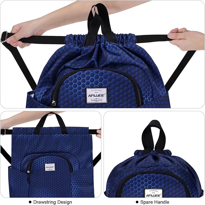 Dry Wet Drawstring Backpack with Shoe Compartment for Women Adjustable Gym Bag