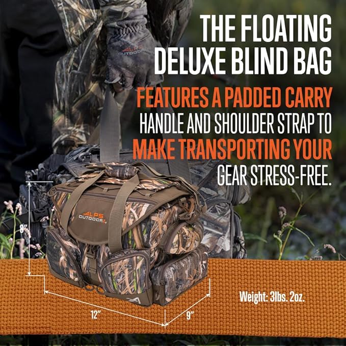 ALPS OutdoorZ Deluxe Floating Blind Bag - Waterproof Hunting Duffel Bag, with Removable Dividers, Thermos Sleeve & Padded Shoulder Strap
