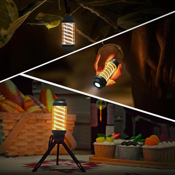 Raddy CL-1 Portable Rechargeable Flashlight with 7 Light Modes, IPX6 Waterproof, with Carabiner and Stand, for Hiking, Fishing, Emergency, Power Outage