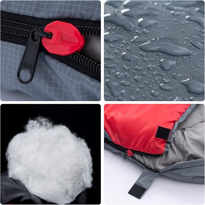 BISINNA Sleeping Bag with Pillow - 4 Season Backpacking Sleeping Bag Lightweight Waterproof Warm and Washable for Adults, Kids, Women, Men's Outdoors Camping, Hiking, Mountaineering