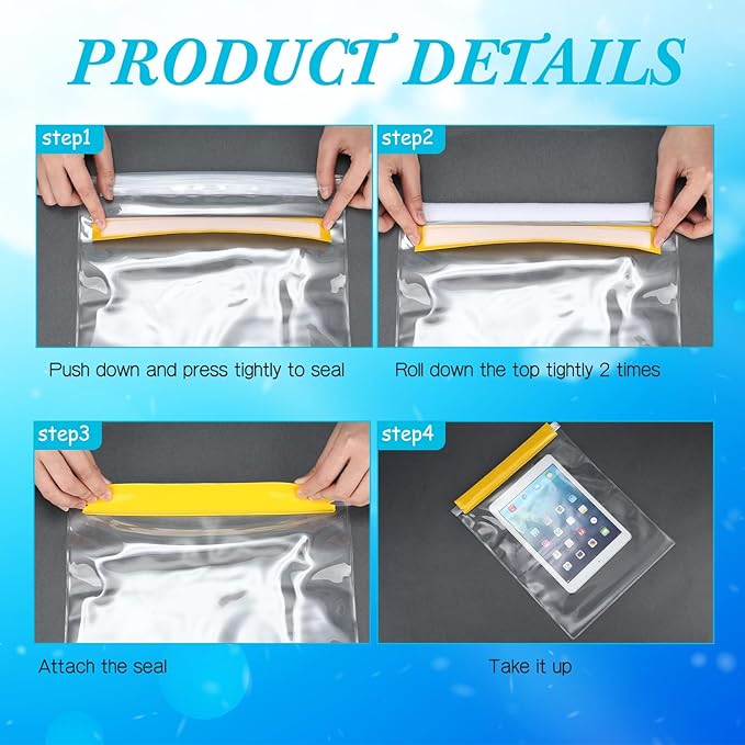 8 Pack Clear Waterproof Bags Large Water Tight Pouch Dry Bags 10 x 13 inches Waterproof Phone Cases Boating Pouch Holder for iPhone iPad Maps Camera Swimming Kayaking Hiking Fishing Beach