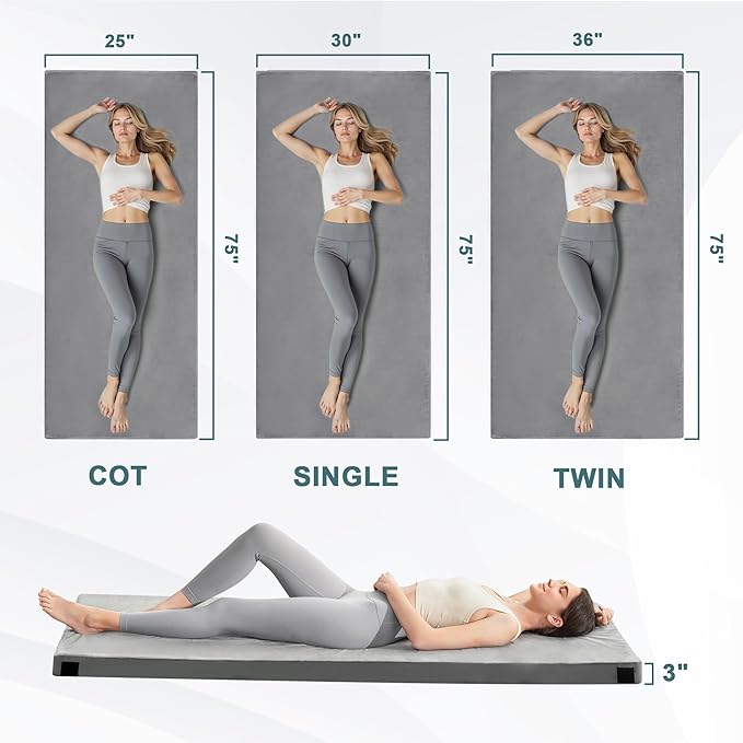 Memory Foam Camping Mattress Pad, CertiPUR-US Waterproof Portable Roll Up Mattress for Adults, Thick Floor Sleeping Mat Pad for Car Truck Tent with Travel Bag