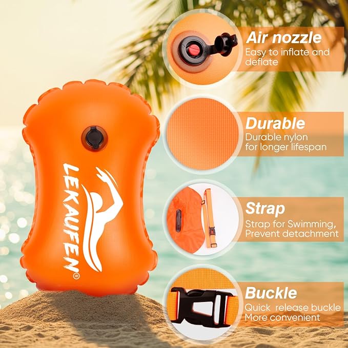 Swim Buoy for Open Water, High-Visibility Swim Safety Float Waterproof Dry Bag for Swimmers Triathletes Kayakers Snorkelers, Swimming Open Water Buoy for Safer Swim Training