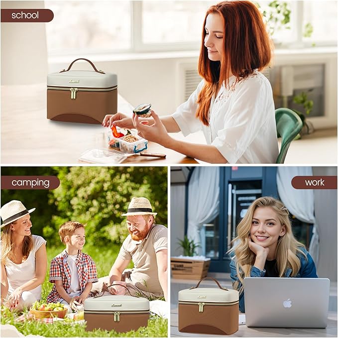 LOVEVOOK Lunch Box for Women,Large Adult Insulated Lunch Bag for Women,Leakproof Cooler Bag for Office Picnic Hiking Beach,Lunch Tote Bag with Adjustable Shoulder Strap