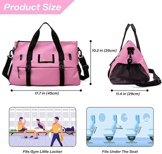 Gym Bag for Women, Yoga Mat Bag with Shoes Compartment & Wet Dry Pockets & Adjustable Yoga Mat Holder