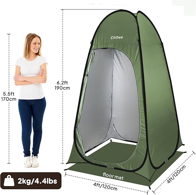 Chihee Outdoor Privacy Shelter Pop Up Camping Bathroom Tent Pod Portable Changing 1 Room Instant Camp Toilet Stall Shower Tents Dressing Room Foldable with Cover Floor Carry Bag Hiking Fishing