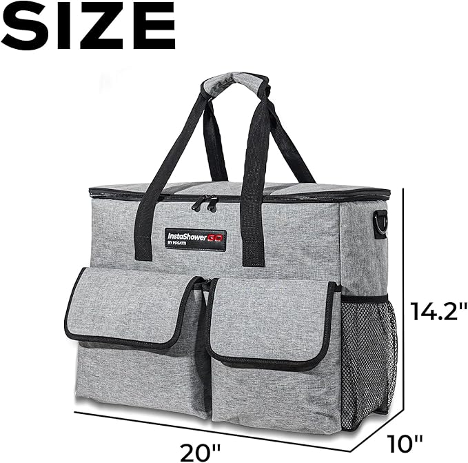 FOGATTI Camping Shower Tent with InstaShower GO Pro Portable Water Heater and Carrying Bag