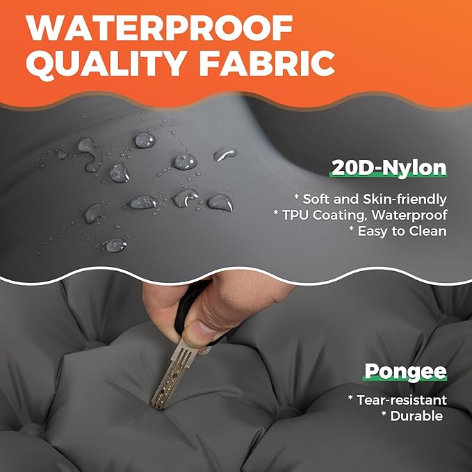 KingCamp Sleeping Pad for Camping, Inflatable Sleeping Pad Ultralight Connectable Camping Mattress with Pillow Built-in Foot Pump for Backpacking Hiking Tent Cot