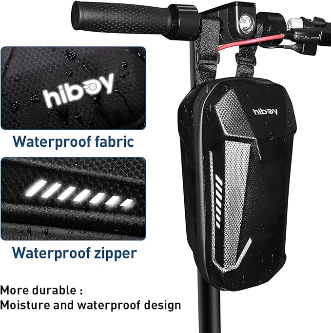Hiboy Scooter Storage Bag, 3L/4L Large Capacity Scooter Handlebar Bag, Front Hanging Bag for Electric Scooter/Electric Bike, for Carrying Chargers, Phone, Keys with Waterproof Hardshell EVA Material