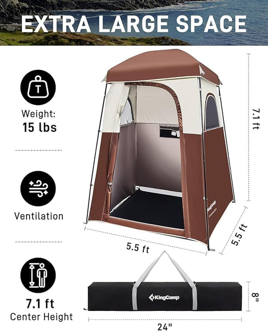 KingCamp Shower Tent, Portable Privacy Tent Outdoor Camping 1/2 Room Toilet Tents with Shower Bag & Dressing Room for Travel Beach Tailgate