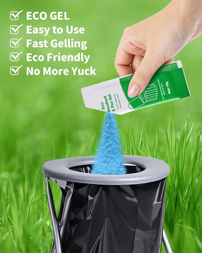 Camping Toilet Bags Poo Gel Set, Portable Toilet Bags with Camping Toilet Gel, Composting Toilet Bags Poo Gel for Portable Toilet Camping Outdoor Hiking Emergency Toilet