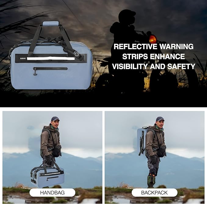 50L Waterproof Dry Duffle Bag Dry Backpack 840D TPU Heavy Duty Dry Bag,Rubber Airtight Zipper, for Kayaking,Boating,Motorcycling,Camping,Rafting,Surfing, Swimming,Fishing,Beach Vacation,Blue