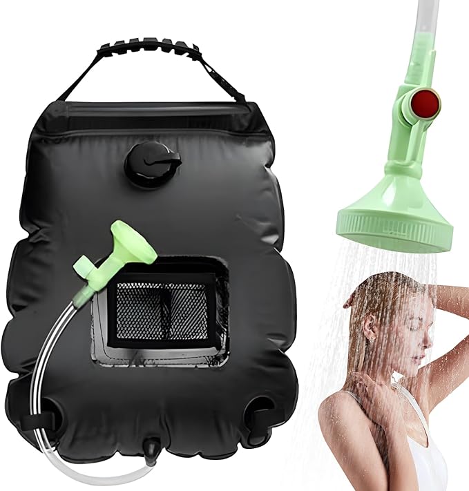 Solar Shower Bag Portable Shower for Camping Heating Camping Shower Bag 5 Gallons/20L Hot Water 45°C Switchable Shower Head for Camping Beach Swimming Outdoor Traveling Hiking…