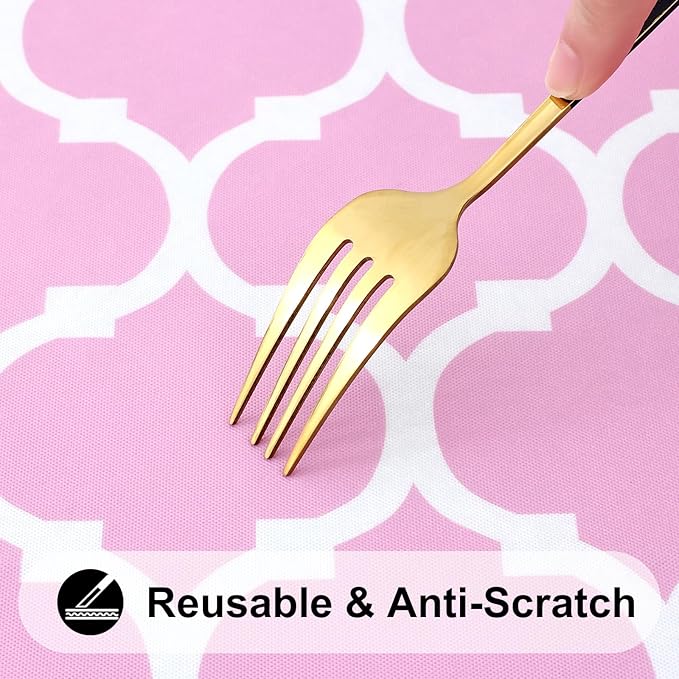 Smiry Rectangle Picnic Table Cover, Waterproof Elastic Fitted Camping Tablecloths for 6 Foot Tables, Wipeable Flannel Backed Vinyl Tablecloth Protector for Indoor, Outdoor (Pink, 30x72 Inches)