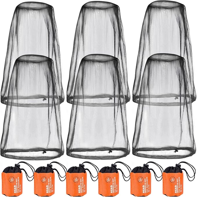 6 Packk Mosquito Covers Wearable Head Net Face Mesh Protecting Net Mosquito Fly Insects Bugs Preventing for Outdoor
