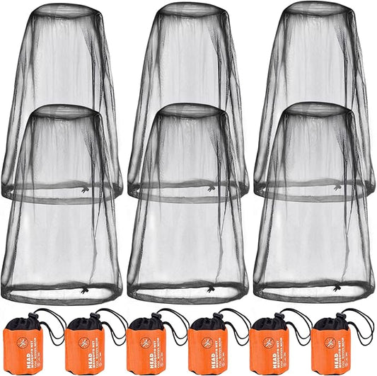 6 Packk Mosquito Covers Wearable Head Net Face Mesh Protecting Net Mosquito Fly Insects Bugs Preventing for Outdoor